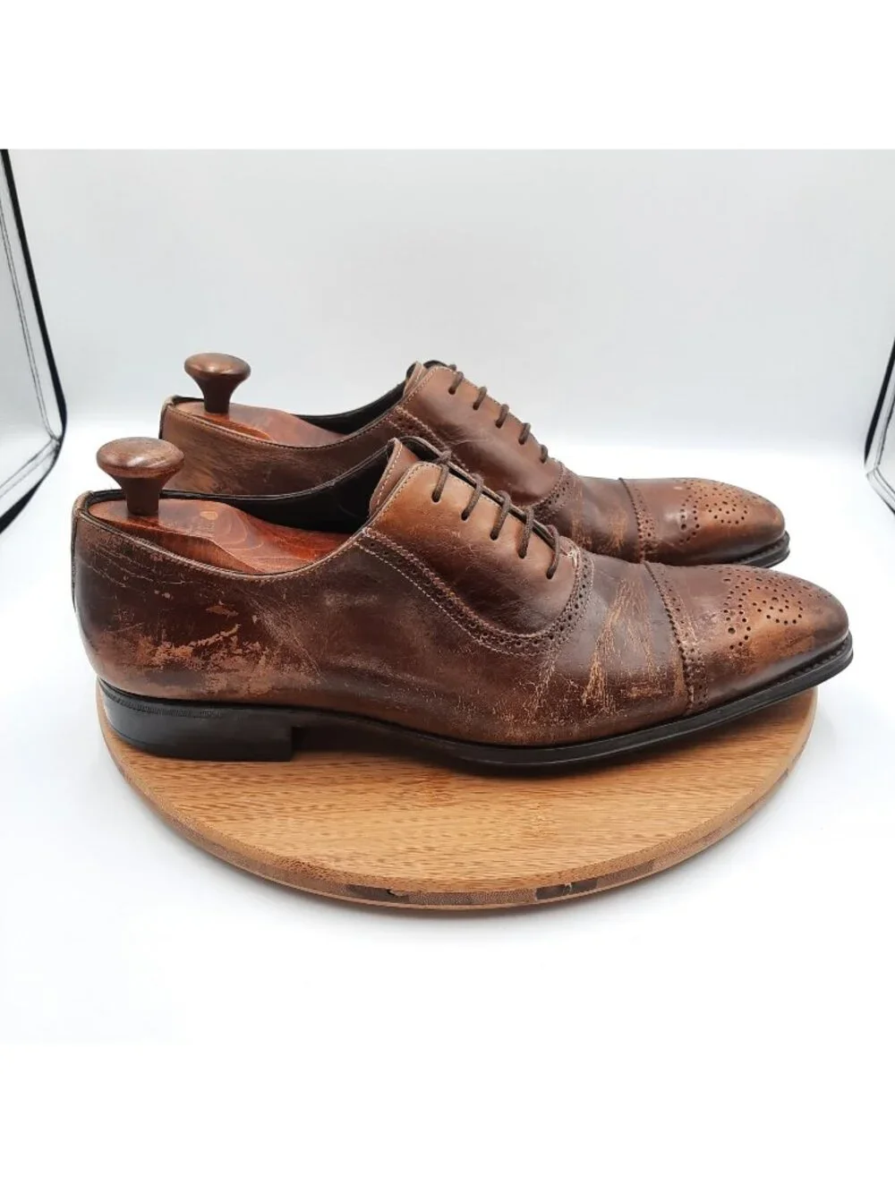 Mezlan Pineda Mens Size 10.5 Shoes Brown Distressed Leather Dress Sneakers Italy